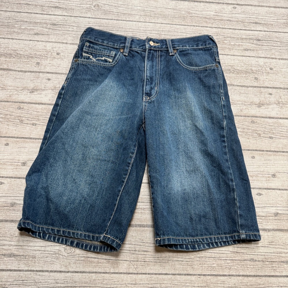Y2K Ecko Unltd Shorts Men's 30 Blue Denim Relaxed Fit Cotton Utility Streetwear